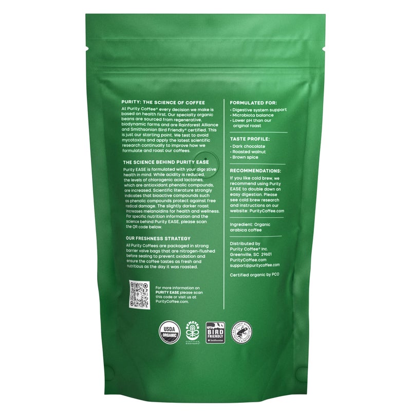 Purity Coffee EASE Dark Roast Low Acid Organic Coffee - USDA Certified Organic Specialty Grade Arabica Whole Bean Coffee - Third Party Tested for Mold, Mycotoxins and Pesticides - 12 oz Bag - Image 2